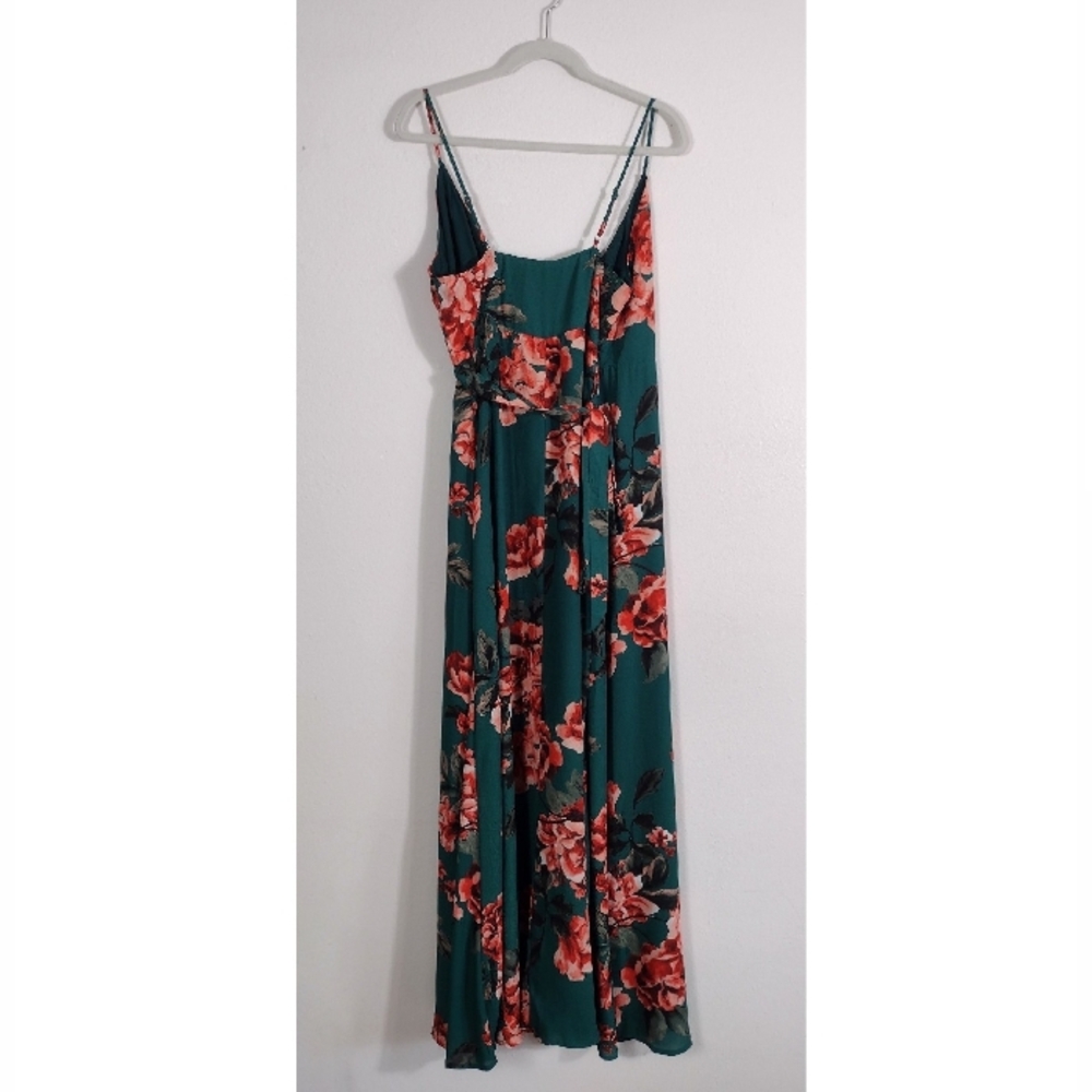 Lulus Floral Flirtation Dark Green Floral Print Wrap Maxi Dress Size M - Picture 3 of 13